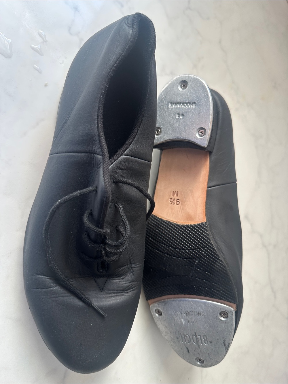 Bloch Black Leather Lace-Up Tap Shoes size 9.5